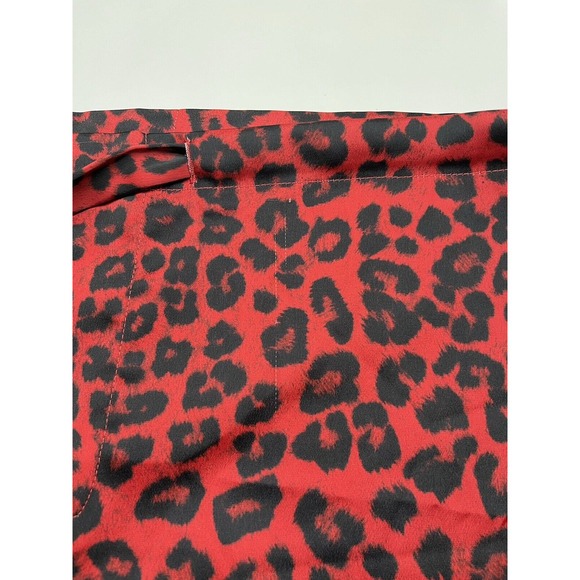 Good American Pajama Pants Large 3 Satin Drawstring Red Leopard Animal Stretch - Picture 14 of 16